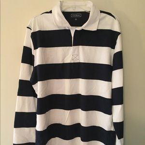 Blue and white striped rugby shirt